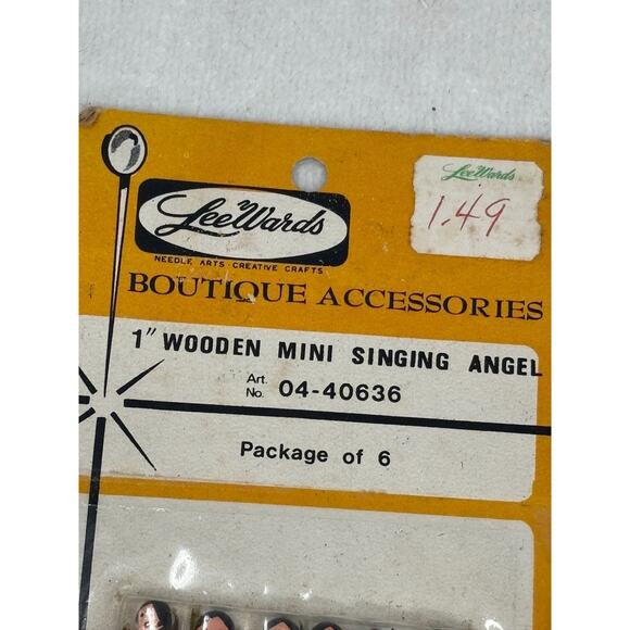 Vintage Miniature Wooden Angel Choir Christmas Ornaments Lot Lee Wards 6 NOS - Picture 2 of 4